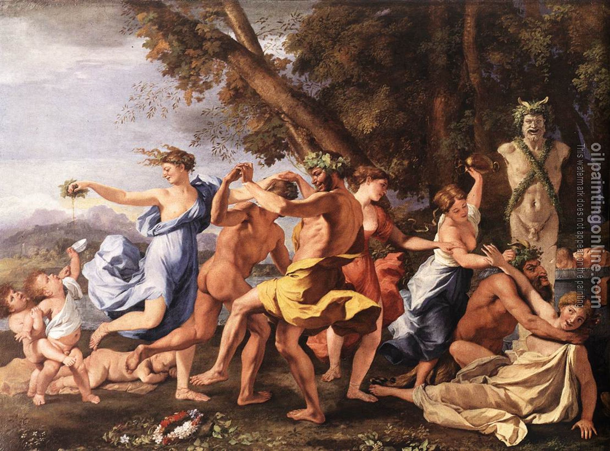 Poussin, Nicolas - Bacchanal before statue